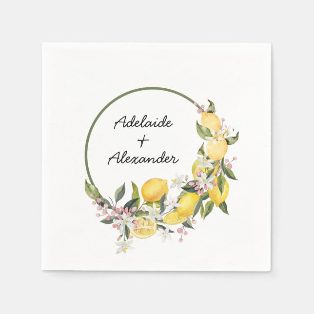Servilleta De Papel Mediterranean Lemon Citrus Wedding Collection (Anverso)