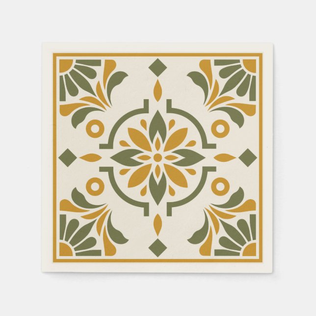Servilleta De Papel Mediterranean Olive Tile (Anverso)
