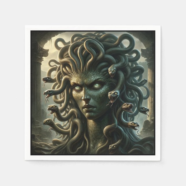 Servilleta De Papel Medusa Stare de la Muerte Jefe de las Serpientes (Anverso)