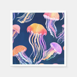 Servilleta De Papel Medusas Coloridas | Acuarela de Animal Marino