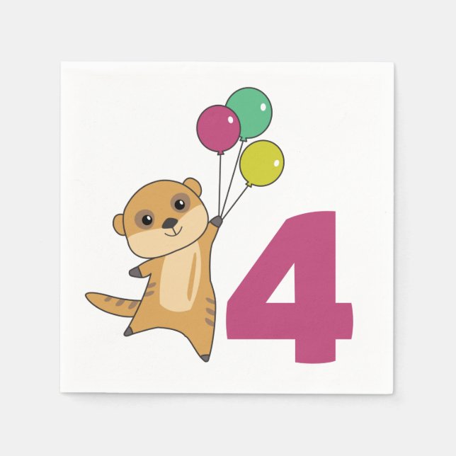 Servilleta De Papel Meerkat Cuarto Balón de Cumpleaños Niños Napkins (Anverso)