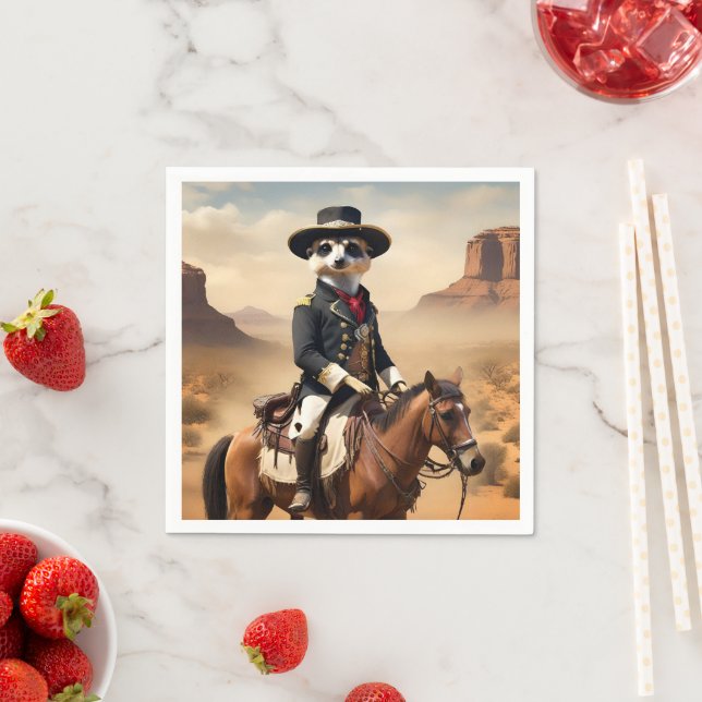 Servilleta De Papel Meerkat En Un Caballo: Podría Ser El Único Extraño (In situ)