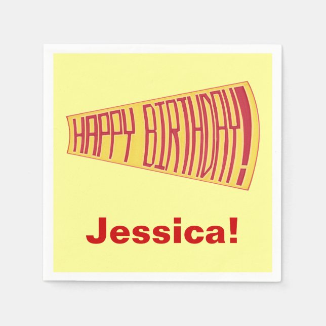 Servilleta De Papel Mega Teléfono Amarillo Rojo Feliz Cumpleaños Napki (Anverso)