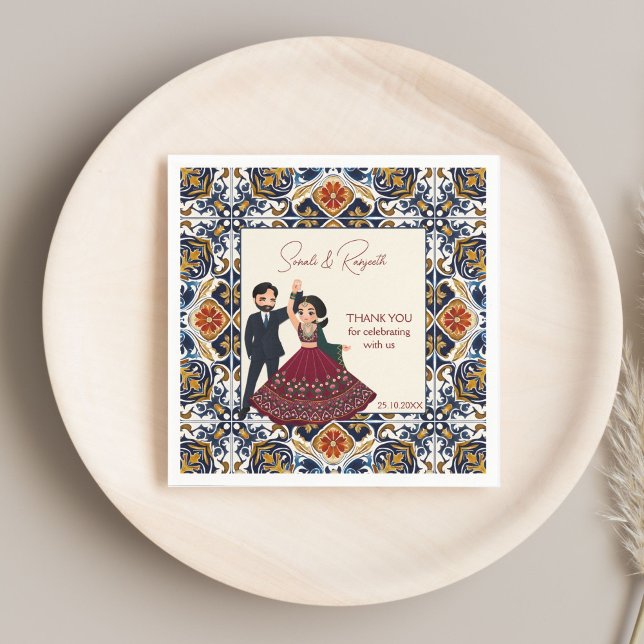 Servilleta De Papel Mehndi y sangeet boda indio personalizado (Mehndi and sangeet Indian wedding personalized monogrammed Napkins template)