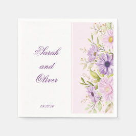 Servilleta De Papel Mejor Boda morado floral