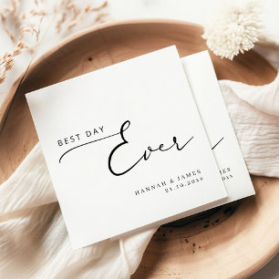 Servilleta De Papel Mejor Día Boda de caligrafía elegante y moderna