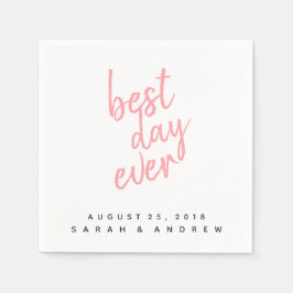 Servilleta De Papel Mejor Día Boda Rosa Napkin Cocktail
