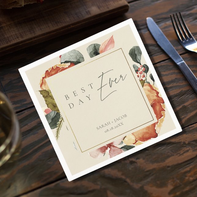 Servilleta De Papel Mejor Día de la Elegante Boda Jardín (Best Day Ever Elegant Garden Wedding Napkins)