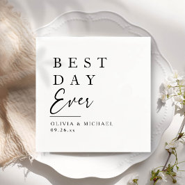 Servilleta De Papel Mejor Día de la Historia | Día de la Boda Blanca M