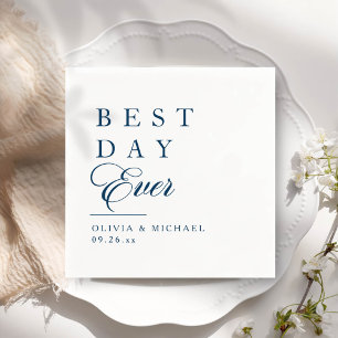 Servilleta De Papel Mejor Día de la Historia Día de la Boda Blanca M