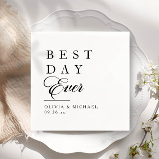 Servilleta De Papel Mejor Día de la Historia | Día de la Boda Blanca M