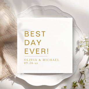 Servilleta De Papel Mejor Día de la Historia Día de la Boda Blanca M