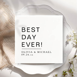 Servilleta De Papel Mejor Día de la Historia   Día de la Boda Blanca M