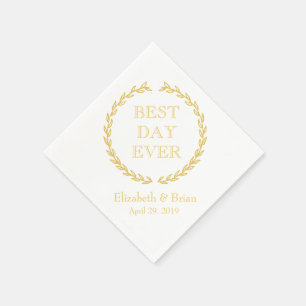 Servilleta De Papel "Mejor Día de la Historia" Wreath Boda personaliza