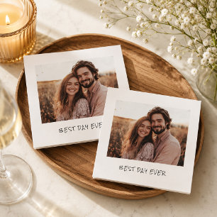 Servilleta De Papel Mejor Día Foto Personalizada Boda Retro