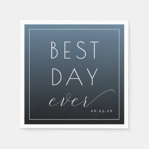 Servilleta De Papel Mejor Día Optimista Tipografía Azul