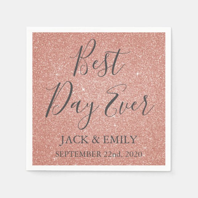 Servilleta De Papel Mejor día Rosa Oro Rubor Pink Napkins (Anverso)