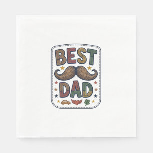 Servilleta De Papel Mejor diseño de padre con bigote vintage vector_1