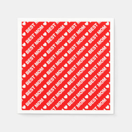 Servilleta De Papel Mejor Mamá Blanca en Papel Rojo