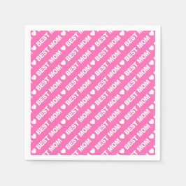 Servilleta De Papel Mejor Mamá Blanca en Papel Rosa