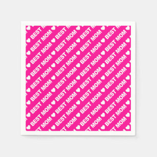Servilleta De Papel Mejor Mamá Blanca en Papel Rosado Caliente