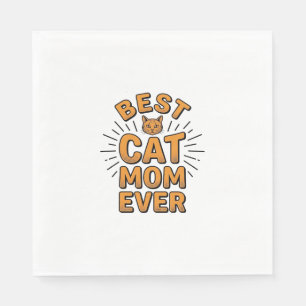 Servilleta De Papel Mejor Mamá de Gatos Vintage Diseño de Grabado_1