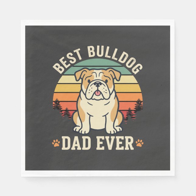 Servilleta De Papel Mejor papá Bulldog Retro Vector (Anverso)
