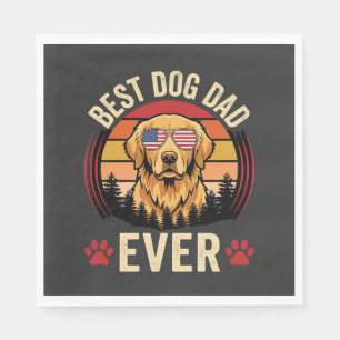 Servilleta De Papel Mejor papá de perro Retro Golden Retriever