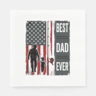 Servilleta De Papel Mejor Papá del Mundo Bandera de Pesca Diseño Vecto