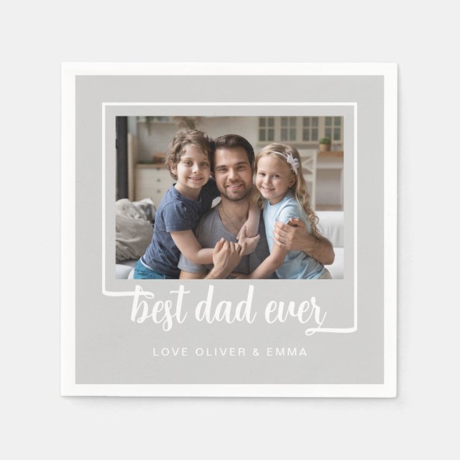 Servilleta De Papel Mejor Papá del Mundo Foto Moderna (Anverso)