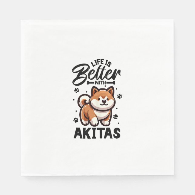 Servilleta De Papel Mejor vida con Akita (Anverso)