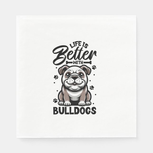 Servilleta De Papel Mejor vida con Bulldog (Anverso)