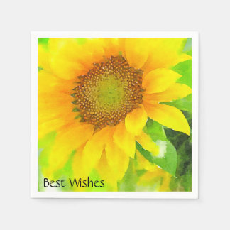 Servilleta De Papel Mejores deseos~Amarillo brillante y alegre girasol