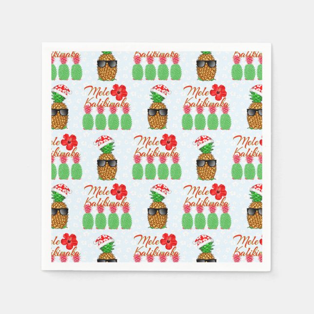 Servilleta De Papel Mele Kalikimaka Hawaiana Piña Feliz Navidad (Anverso)