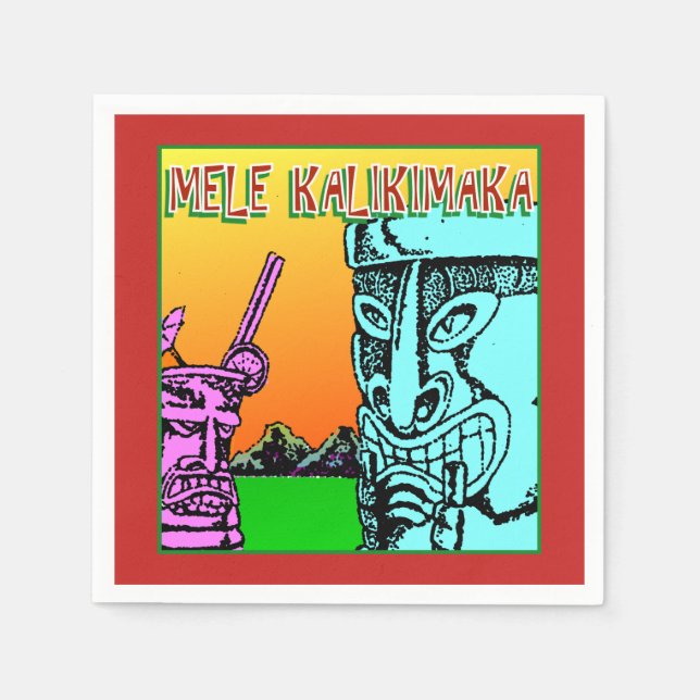 Servilleta De Papel Mele Kalikimaka - Navidades hawaianos aman a Tiki (Anverso)