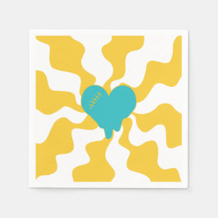 Servilleta De Papel Melt cardíaco - turquesa y amarillo