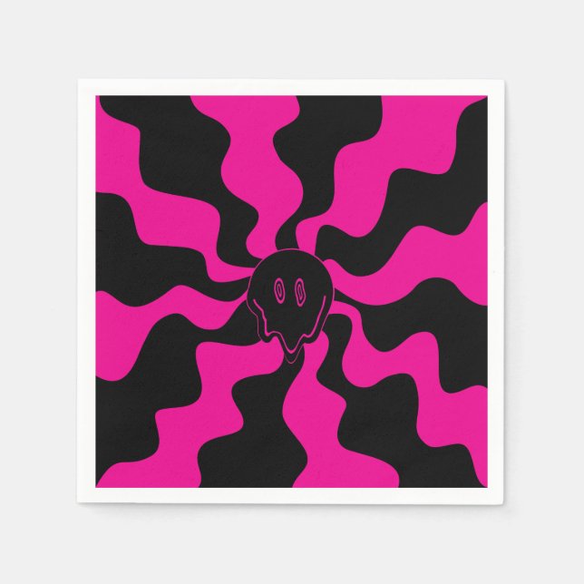 Servilleta De Papel Melt sonriente - Magenta y negro (Anverso)