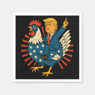 Servilleta De Papel Meme divertido de Jockey sobre pollo Trump