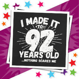 Servilleta De Papel Meme sarcástico de 92 años Gracioso cumpleaños 92
