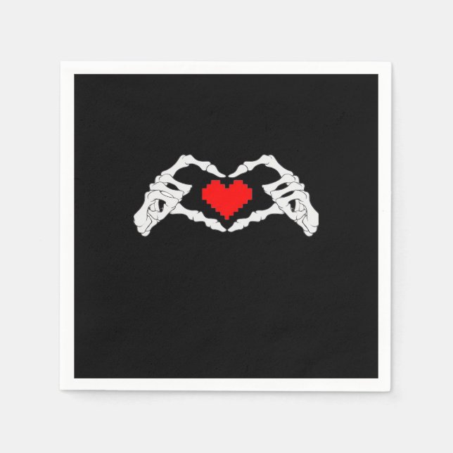 Servilleta De Papel Meme Skeleton Heart And Hands (Anverso)