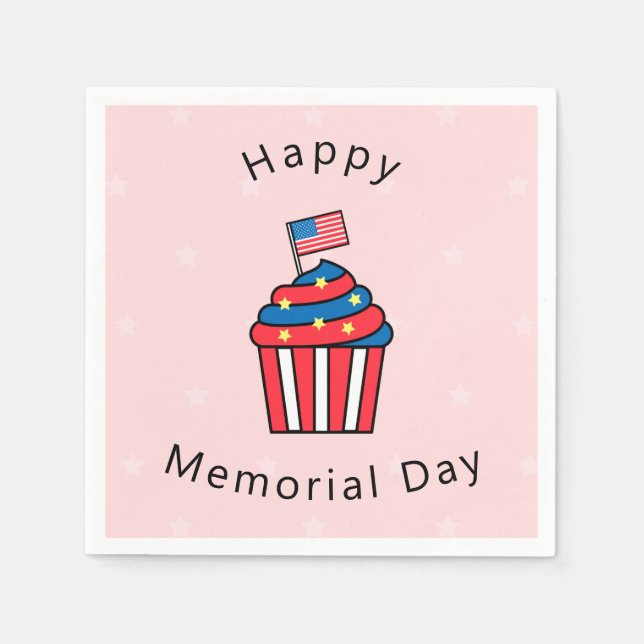 Servilleta De Papel Memorial Day Cupcake papel americano (Anverso)