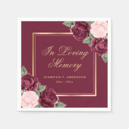 Servilleta De Papel Memorial de los funerales florales de color dorado