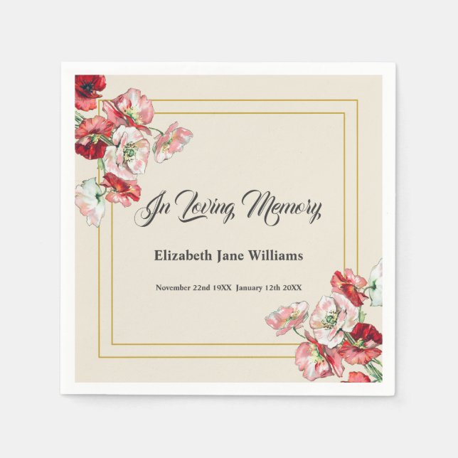 Servilleta De Papel Memorial funerario | Copos acuáticos (Anverso)