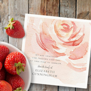 Servilleta De Papel Memorial Watercolor Rose Flower Elegant Chic