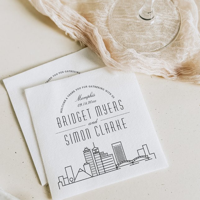 Servilleta De Papel Memphis Deco Skyline | Napkins de eventos de boda (Subido por el creador)