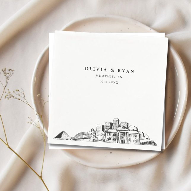 Servilleta De Papel Memphis Tennessee Boda Papel Cocktail Napkin (Memphis Wedding Napkins)