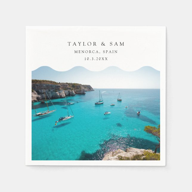 Servilleta De Papel Menorca España Boda Papel Cocktail Napkin (Anverso)