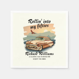 Servilleta De Papel Men's classic car desert sunset 50th Birthday