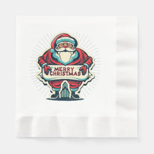 Servilleta De Papel Mensaje Alegre de Santa Difundiendo Alegría Navide