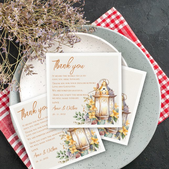 Servilleta De Papel Mensaje de agradecimiento de la recepción de boda  (Fall Autumn Leaves Wedding Thank you Message Napkins)